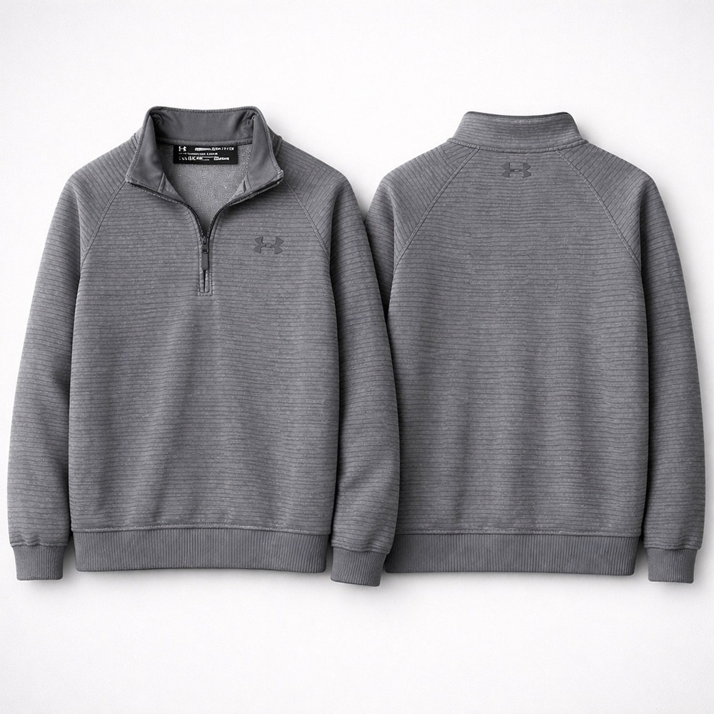 Under‎ Armour ColdGear Mens Small Gray striped Quarter Zip Pullover 1303991